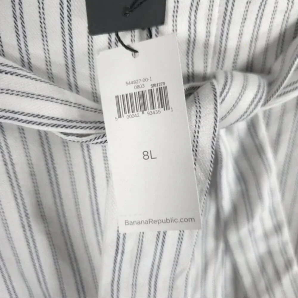 NWT BANANA REPUBLIC LINEN‎ Blend High Rise Tie Waist Flattering Pants Pockets 8L